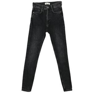 Zara Womens Charcoal Wash Black High Rise Skinny Tapered Leg Denim Jeans 2